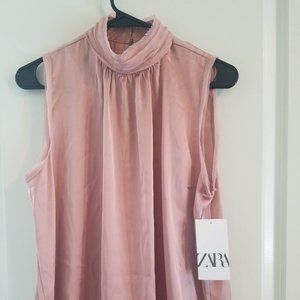 Glossy Pink High Neck Sleeveless Top by Zara